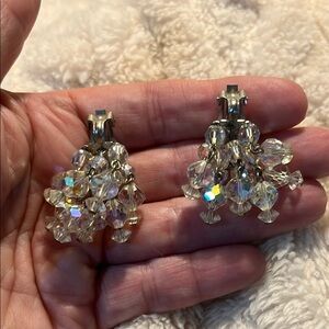 Vintage Crystal Drop Clip Earrings